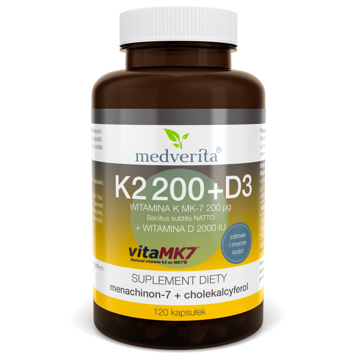 Witamina K2 MK7 200ug + D3 2000IU Vitamk7 120kaps