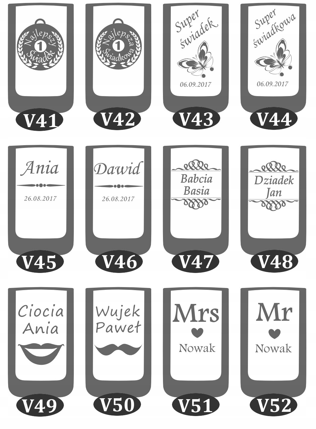 Kieliszek do wódki grawerowany winietki GRAWER Wysokość produktu 6.2 cm