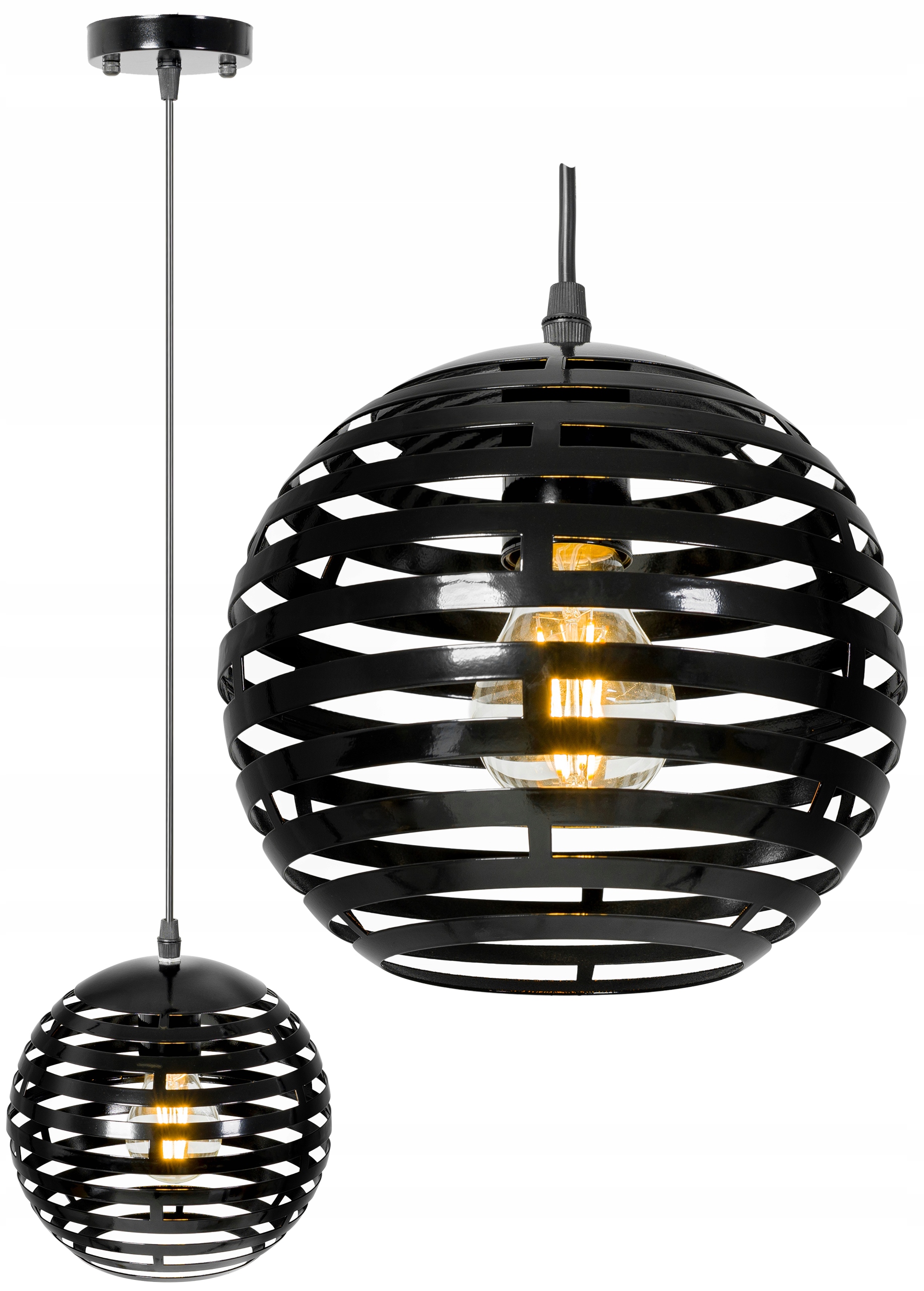 

Lampa Sufitowa Metalowa Okrągła Kula Czarna Loft