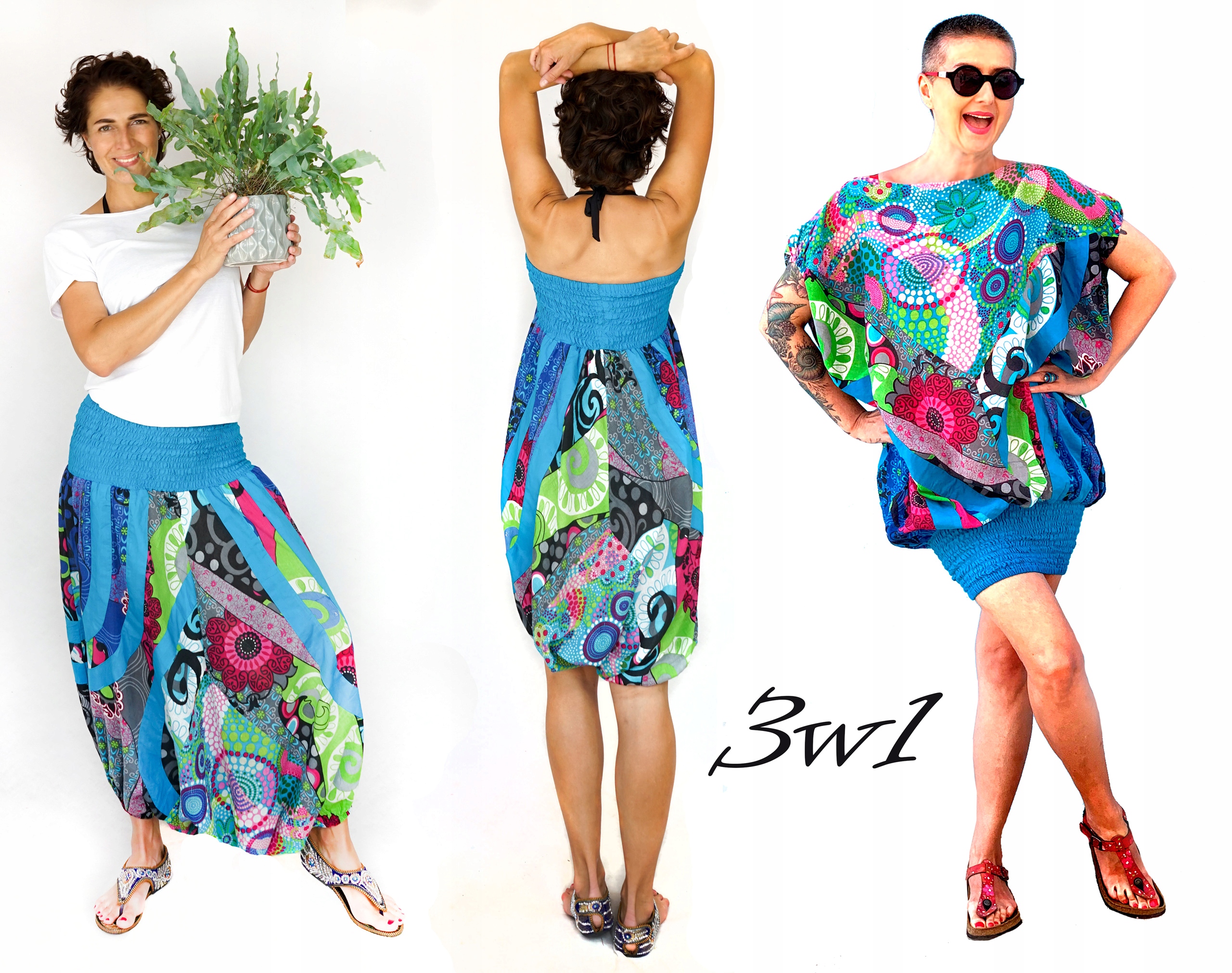 

JOGA!Szarawary/ alladynki/ pumpy z Indii 3w1/blue