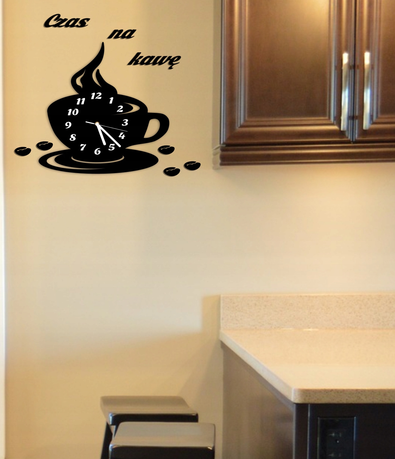 zegar FILIŻANKA kuchenny duży + dekory 3d cichy Marka inna