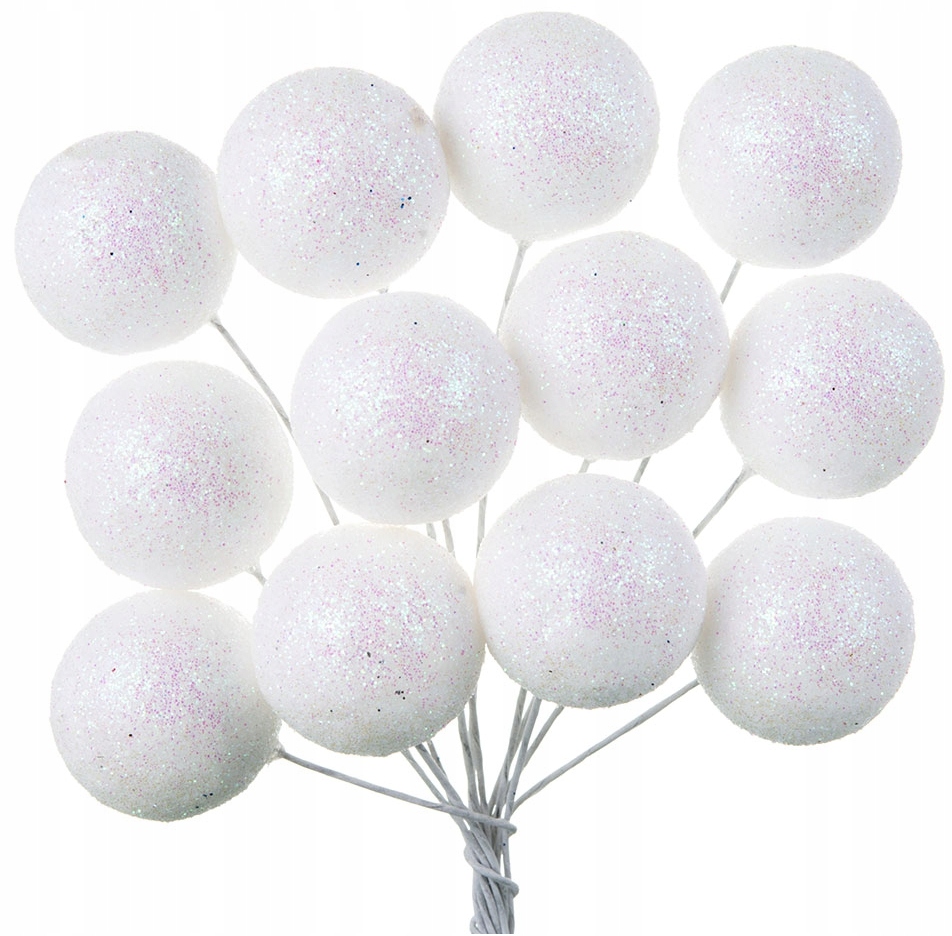 

Bukiecik Bombek Brokatowych 12 szt.kolor Biały