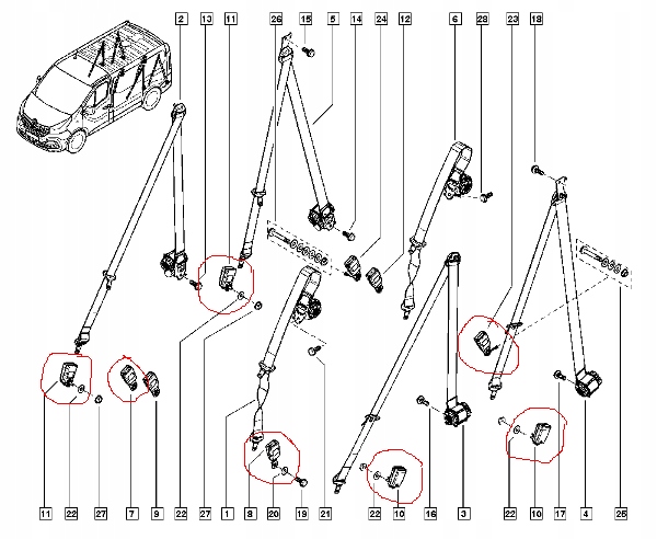 ZACZEP PASA BEZPIECZENSTWA TRAFIC VIVARO 2014 Weight with packaging 1 kg