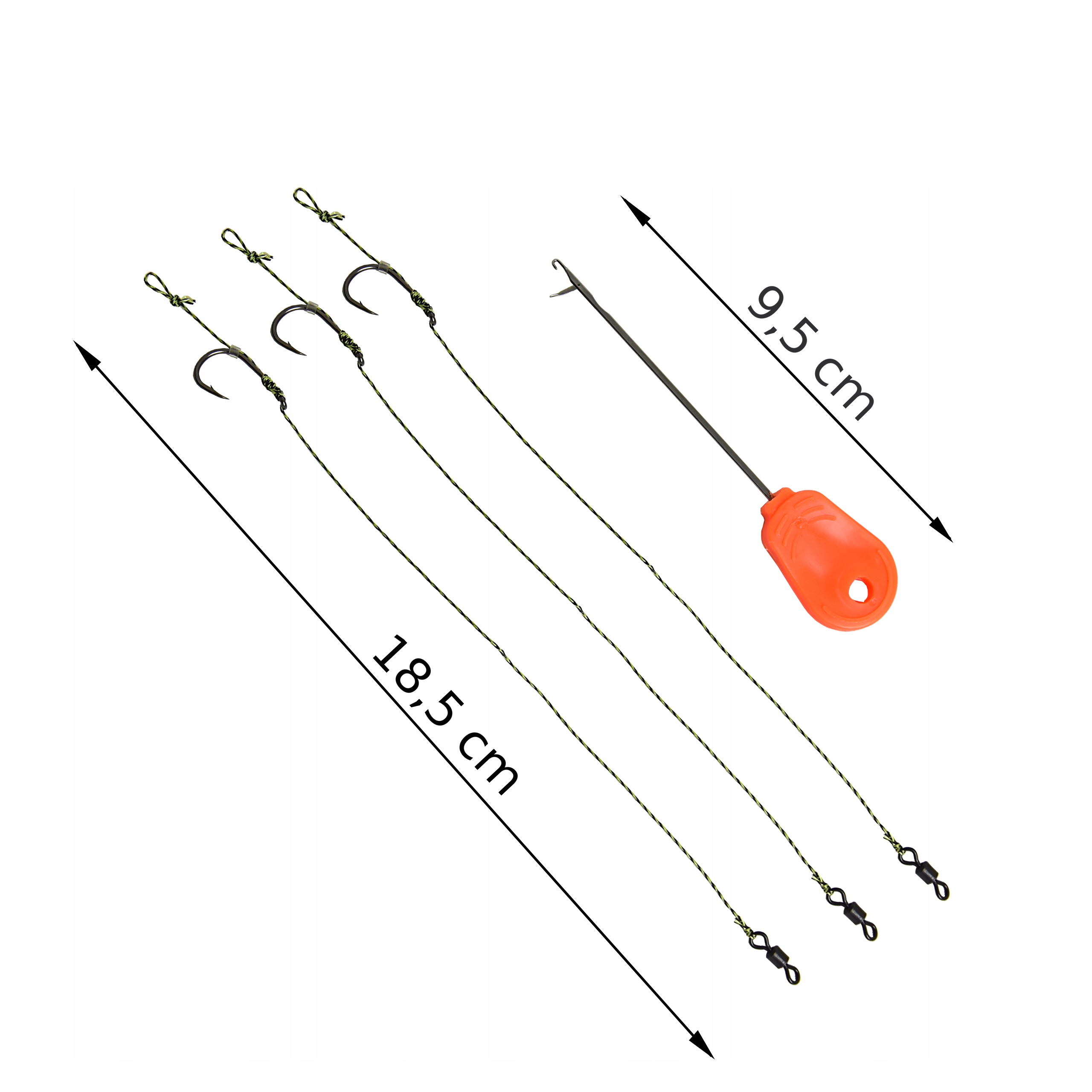 PRZYPON KARPIOWY Z WŁOSEM 3szt HAK 2 + igła stoper Model Z WŁOSEM