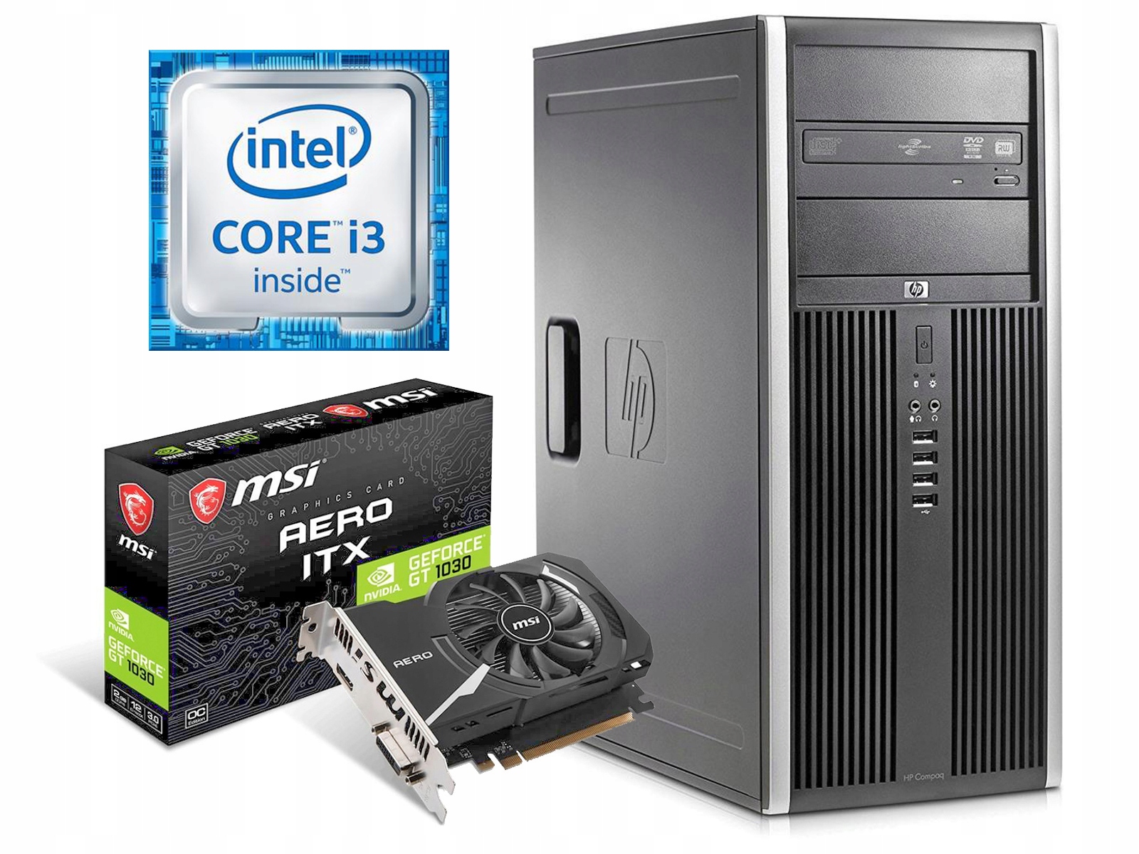 Komputer do gier PC HP i3 SSD+HDD GT-1030 12GB