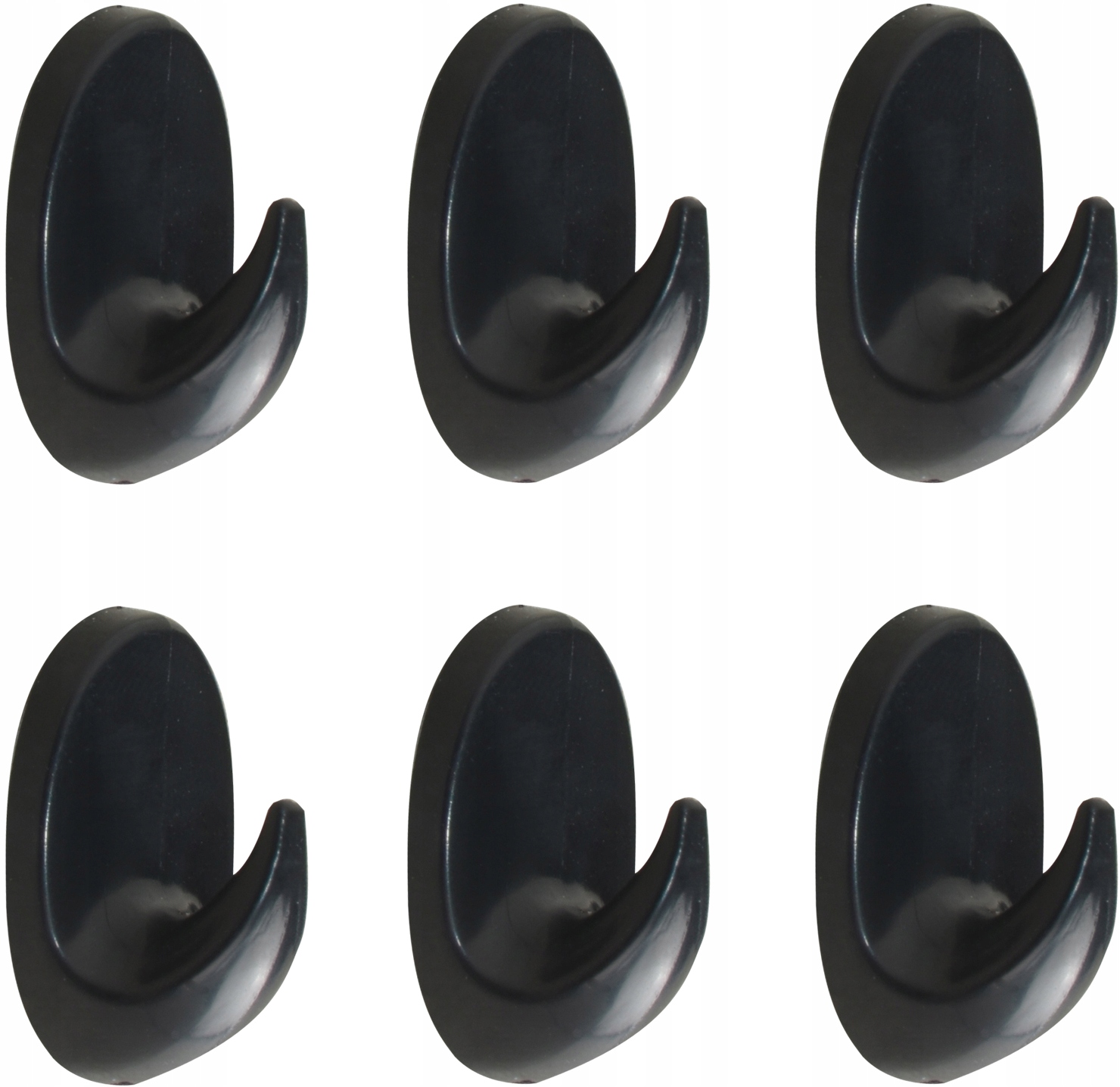 

6 x Haczyk Plastikowy Czarny Przylepny Wieszak Pvc