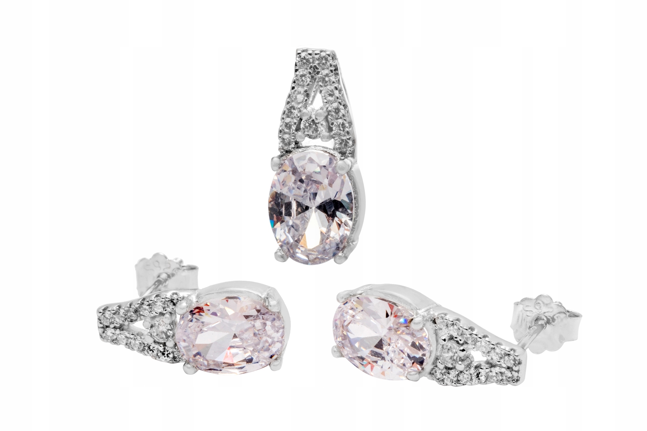 SREBRNY KOMPLET RODOWANY Z CYRKONIAMI KOL+WIS ! !