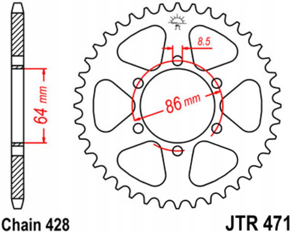 Zadní ozubené kolo Jt R471 45 50Z Kawasaki Ke 125 A