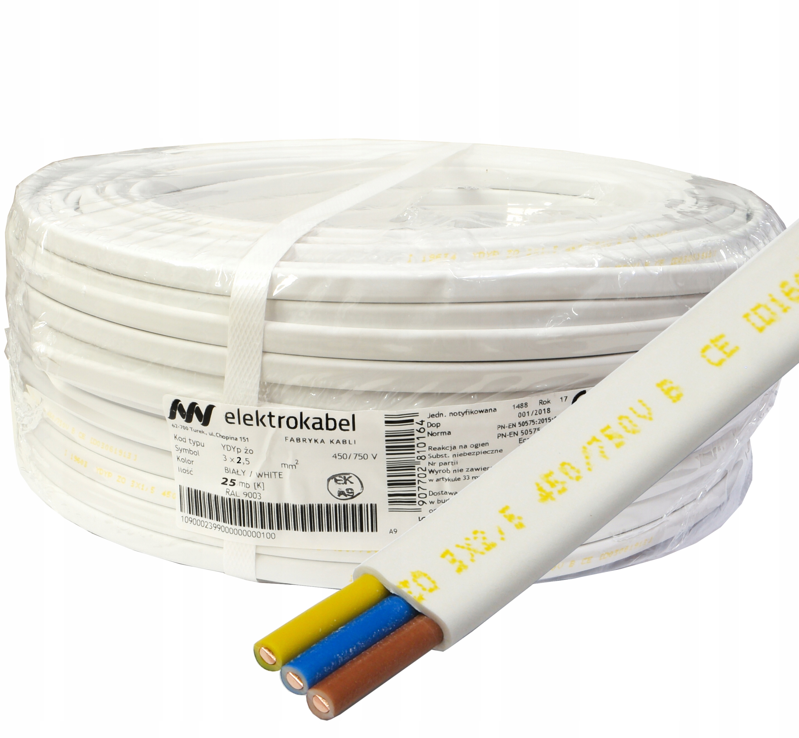 Plochý kábel YDYp 3x2,5 mm Cu 750V 3x2,5 450/750V medený drôt 25 m