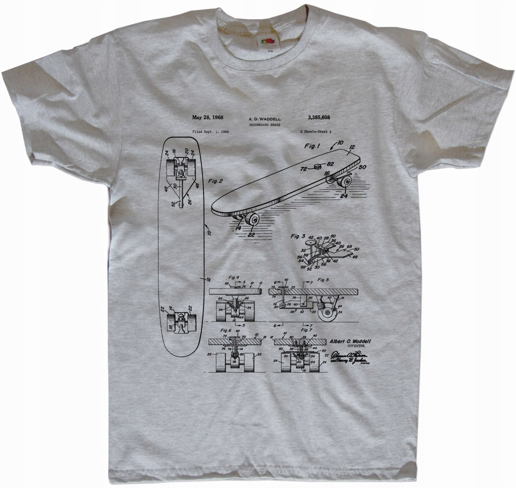 

Skateboard Deskorolka Patent koszulka t-shirt