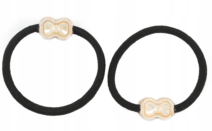 GUMKA DO WŁOSÓW GLAMOUR ZŁOTA KOKARDKA PERŁY 2 SZT