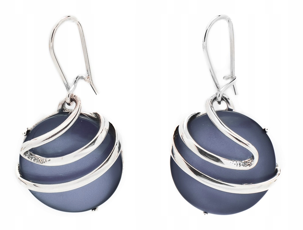 Krásné Stříbrné Náušnice Kobaltová Perlová Hmota