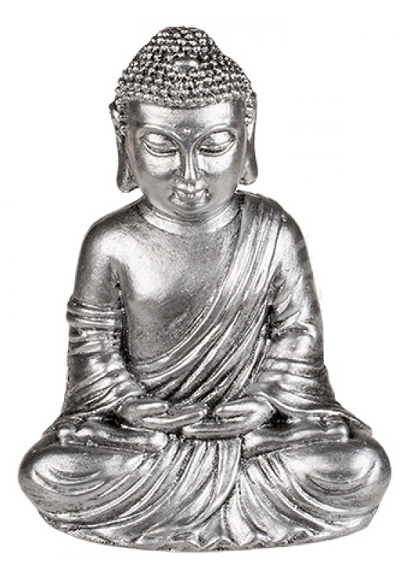 Budda figurka srebrna 14 x 11 cm