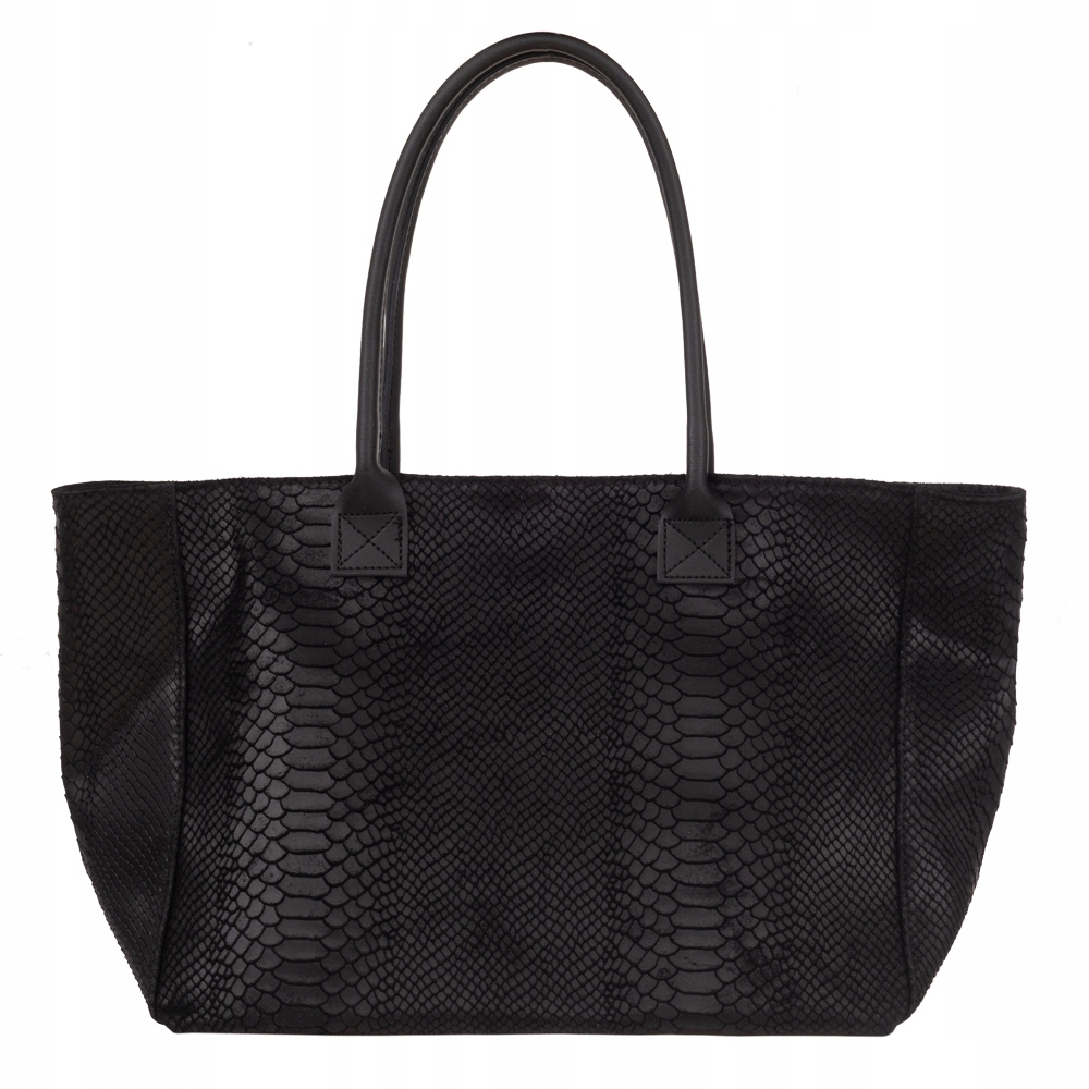 

czarna włoska skórzana torebka skóra łuska wężowa