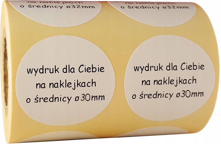 

Ø30mm białe etykiety naklejki druk przedruk nadruk
