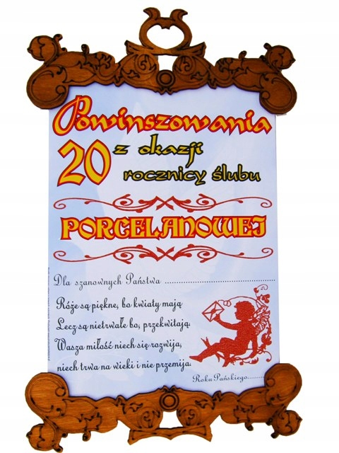 

dyplom 20 Rocznica Ślubu porcelanowa extra
