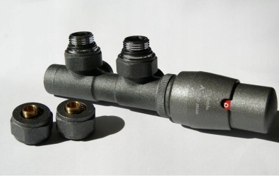 VARIOTERM Zawór grzejnikowy Twins PRAWY GRAFIT+PEX