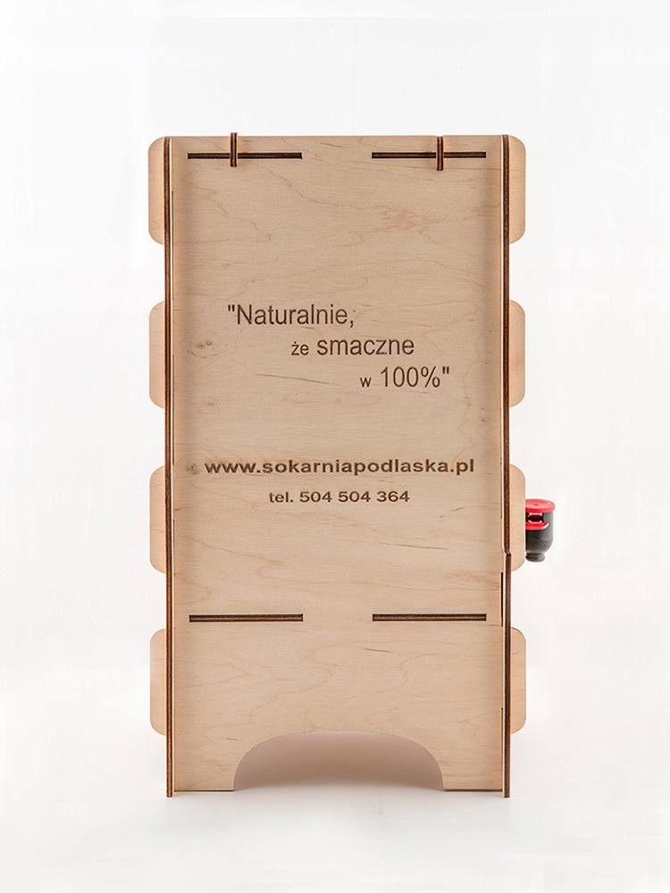 PUDEŁKO DREWNIANE NA SOKI TŁOCZONE 3l i 5l Praktyczne Z Litego Drewna Kolor odcienie brązu i beżu