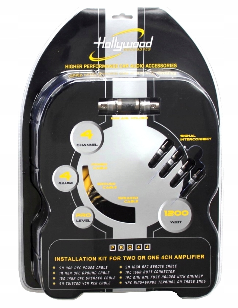 Kable do wzmacniacza przewody Hollywood 4GA 125A Marka Hollywood