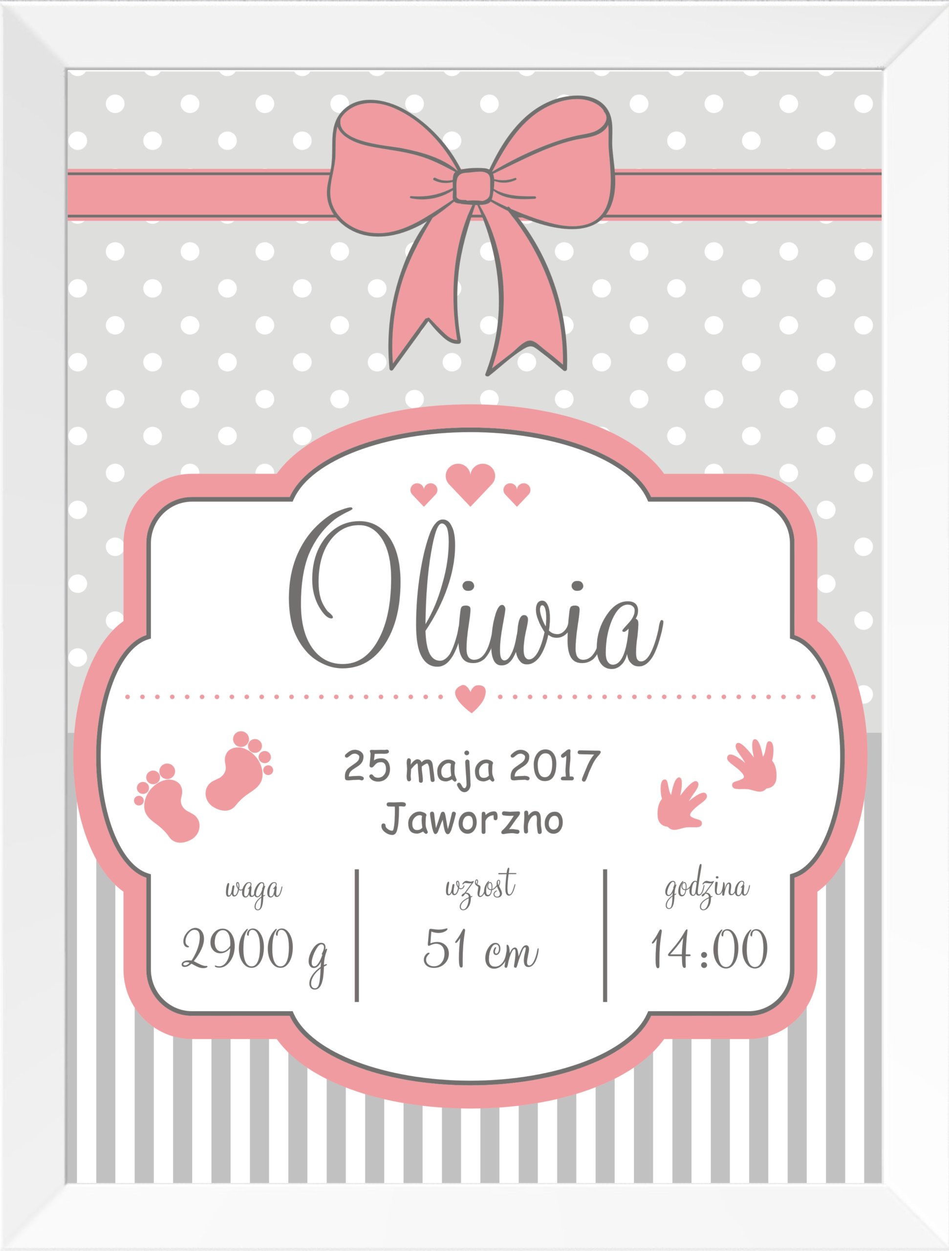 

Metryczka A4 Ramka Narodziny Chrzest