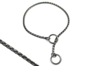 Łańcuszek Spawane ogniwa ringówka Żmijka Na Wystawy zacisk Antracyt 50/50