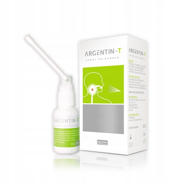 

Argentin T, spray do gardła, 20ml migdałki