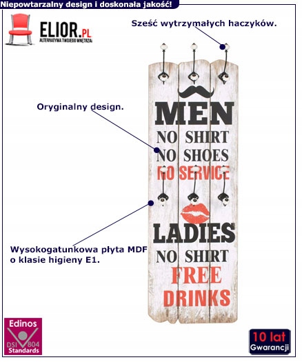 Produkt Wieszak ścienny z napisami Fabier 2X