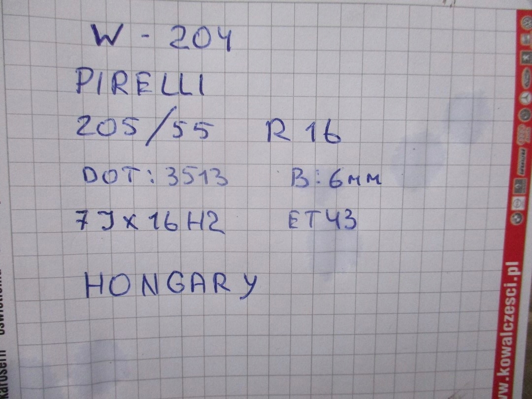 Koła Felgi Opony Mercedes C klasa 204 R16 Marka opon Pirelli