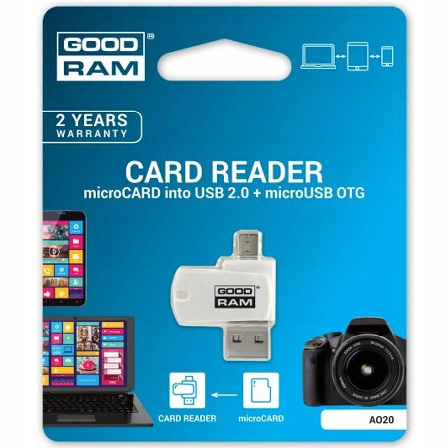 

Czytnik kart microSD pod Usb 2.0 microUSB Goodram