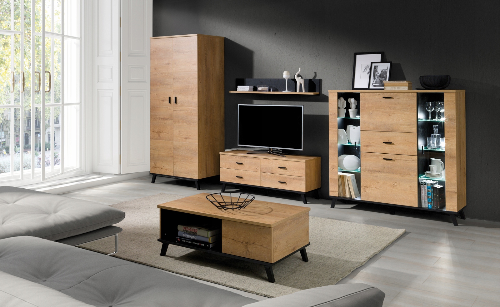 Stolik szafka RTV JIVE meble systemowe pokojowe Typ stojąca