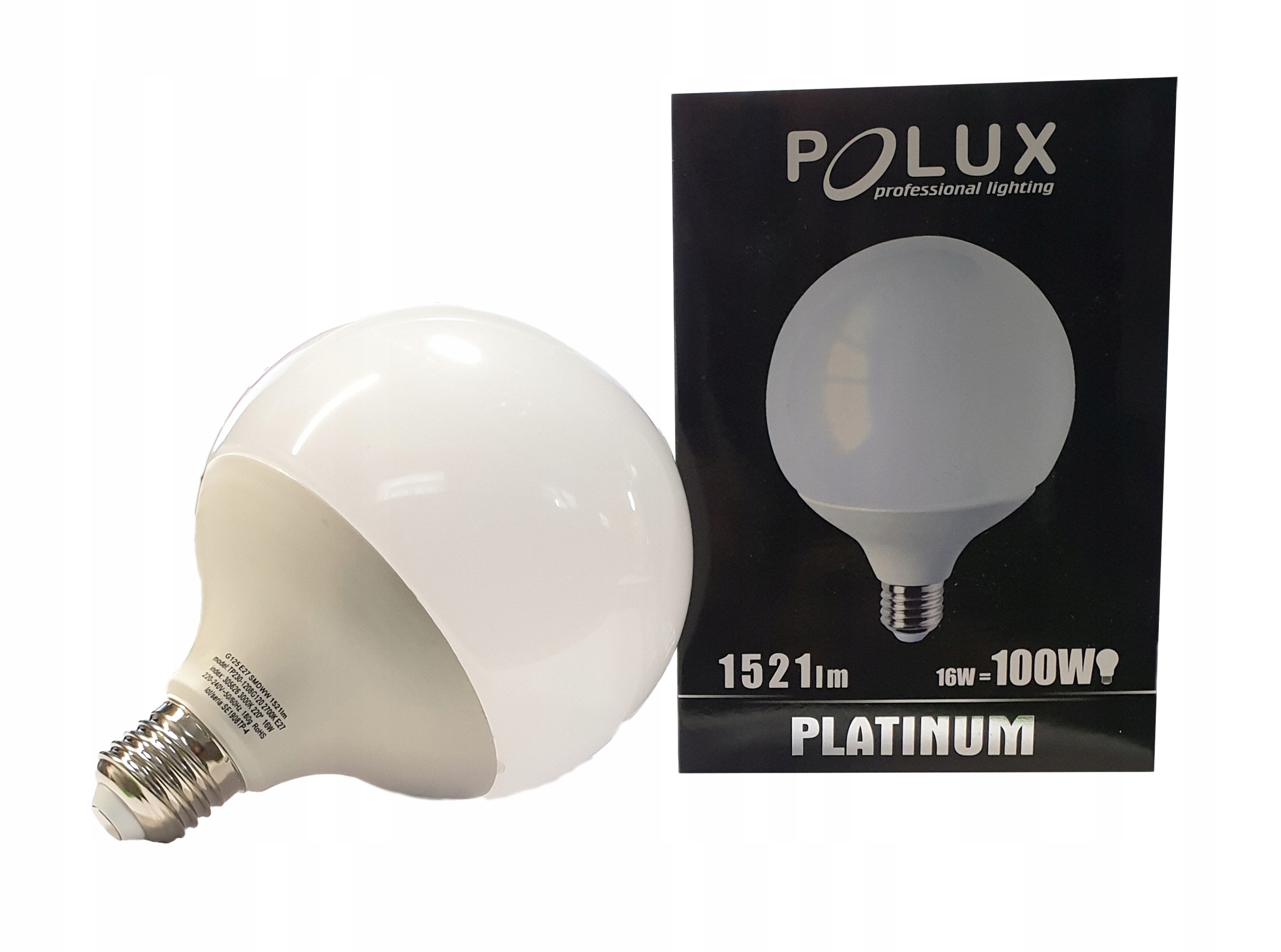 

Żarówka Led E27 16W G125 3000K duża kula ciepła