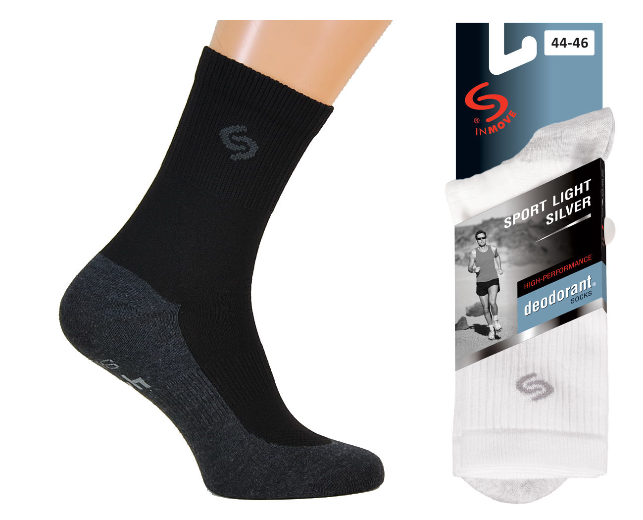 

6 Par- Skarpety Sport Light Deodorant Silver 44-46