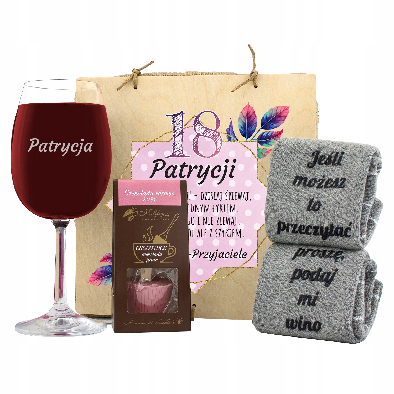 

Zestaw na 18 nastke 20 25 30 Urodziny wino