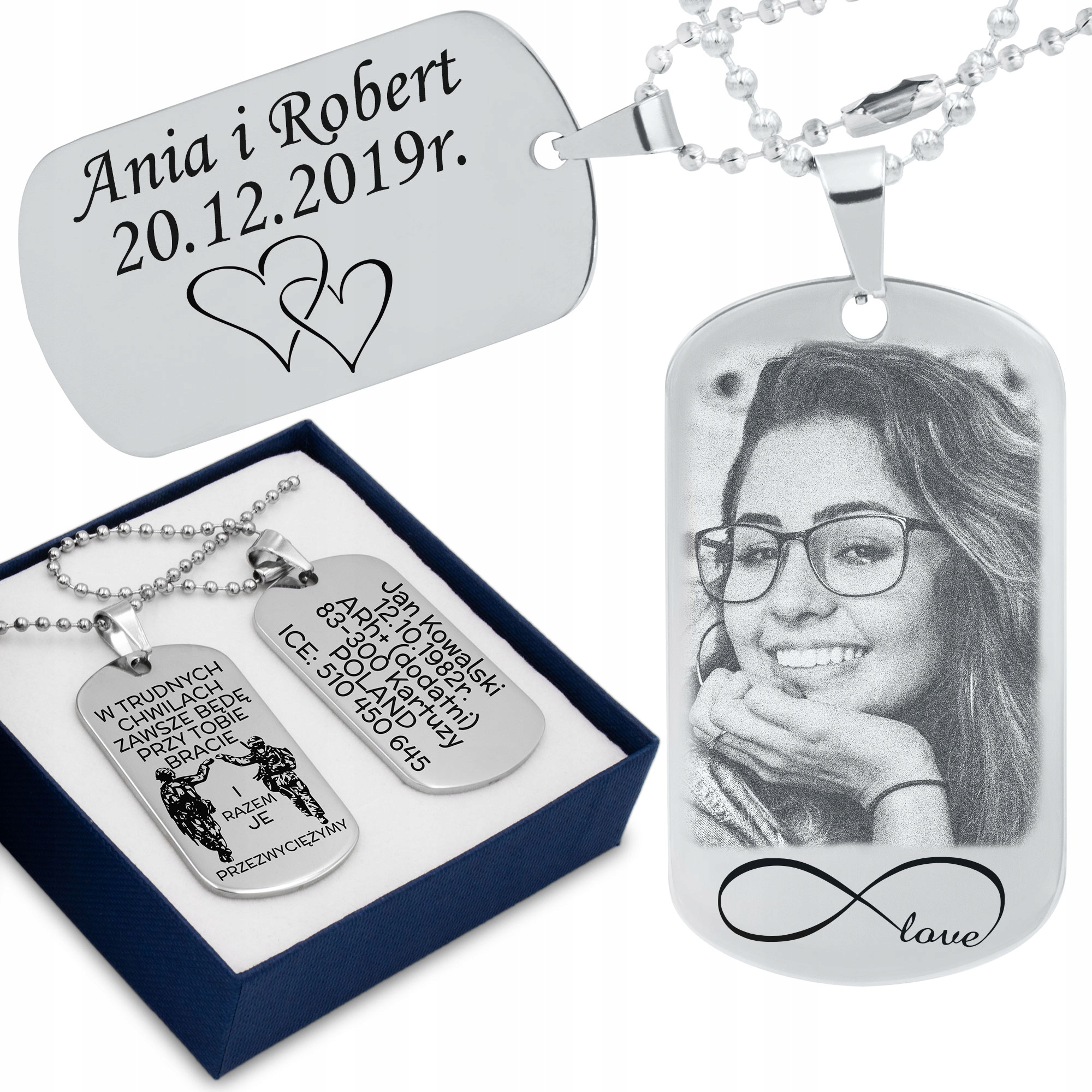 

Nieśmiertelniki ze stali szlachetnej z Grawerem