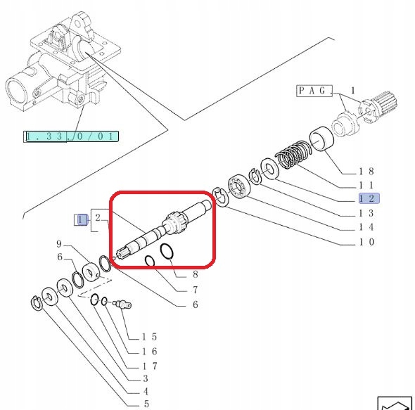 Puzdro New Holland T4 T5 TD JX JXU hriadeľ 47130811 Číslo dielu 47130811