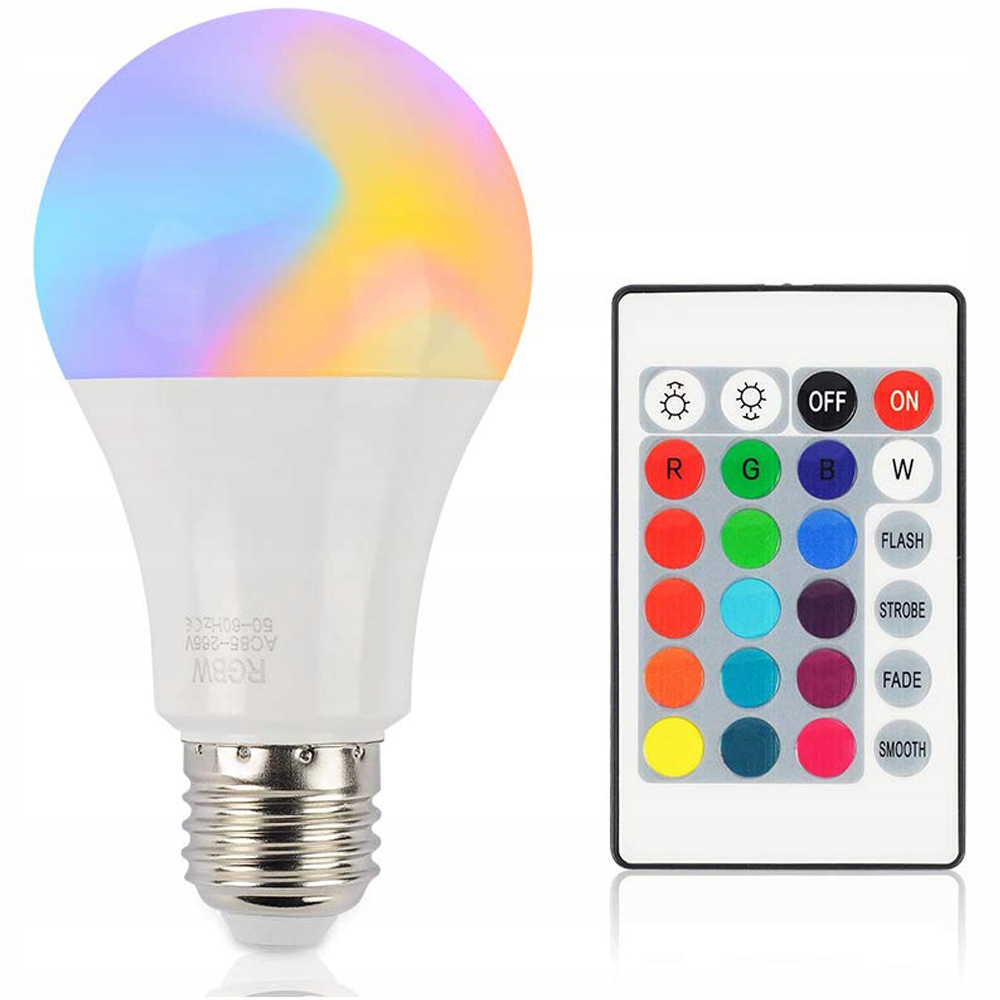

Żarówka Rgb Led Kula + Pilot 10W E27 Disco Lampa