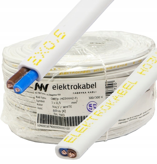Kabel OMYp 2x0,5 mm 300/300V Lanko Cu měděné 50 m ploché