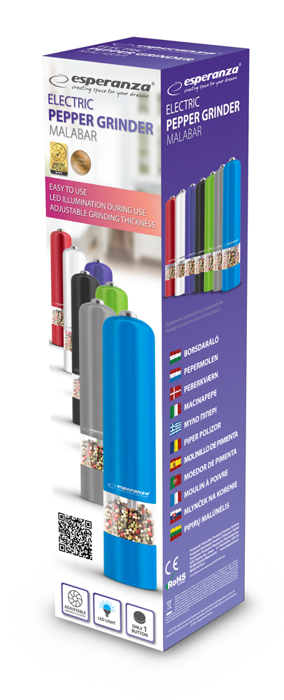 ZESTAW 2 x ELEKTRYCZNY MŁYNEK DO PIEPRZU I SOLI Model Komplet 2 szt.