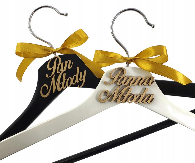 

Wieszaki Panna Młoda Pan Młody złoty napis 3D