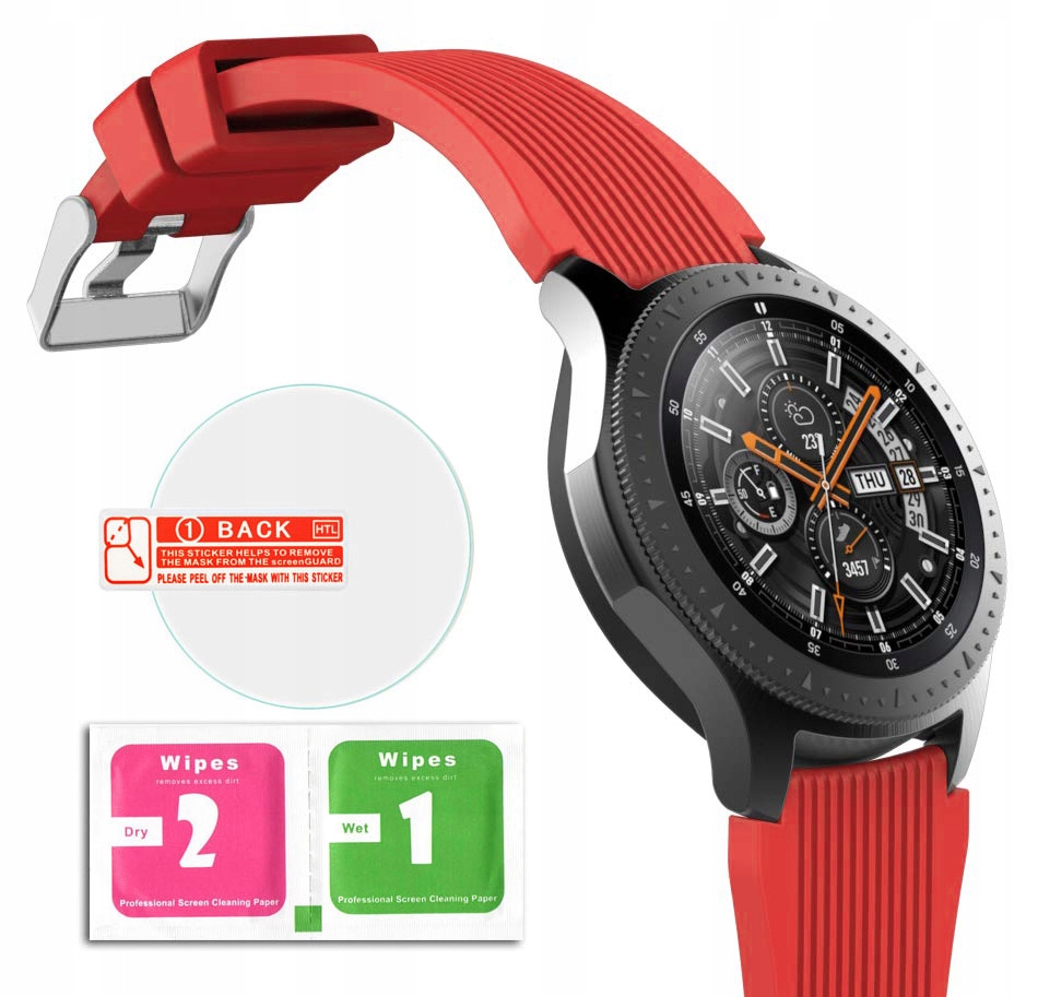 

Czerwony Pasek Silikonowy Samsung Gear S3 +szkło