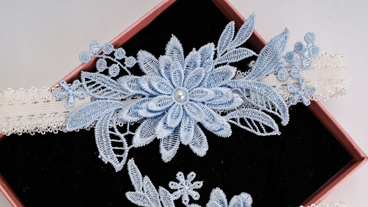 PODWIĄZKA ŚLUBNA niebiesko biała BŁĘKITNA Szerokość produktu 5 cm