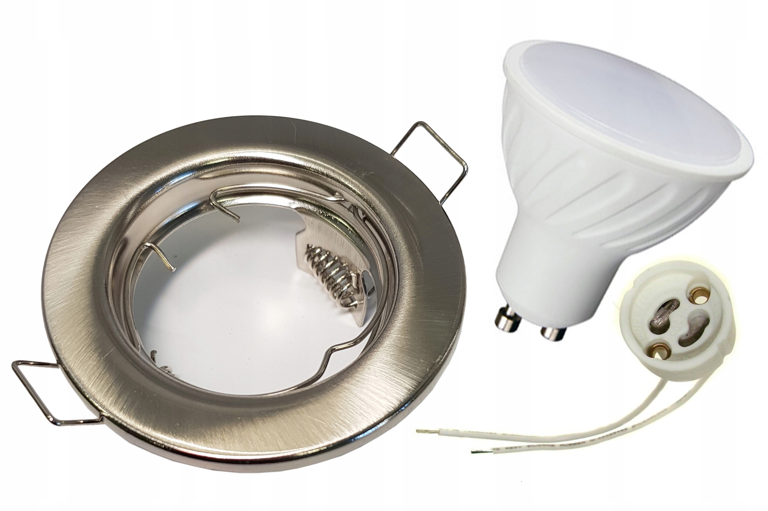 

Zestaw Oprawa Halogenowa stała Satyna Led GU10 10W