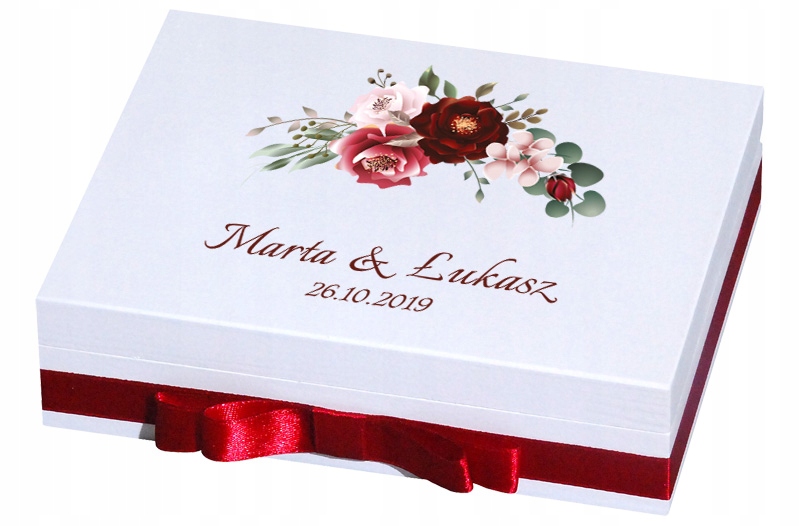 

Pudełko na obrączki kolorowy nadruk imiona U31