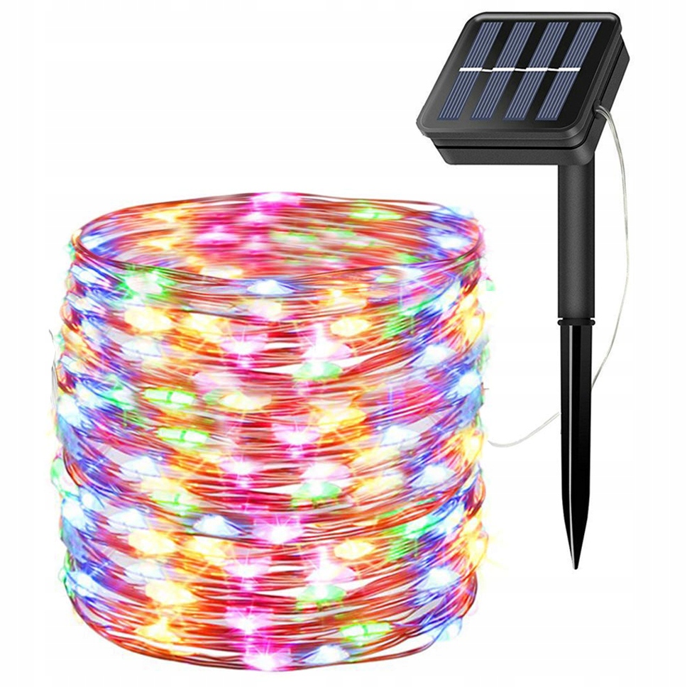 

100 Led 10 M Lampki Solarne Ogrodowe Żarówka Lampa