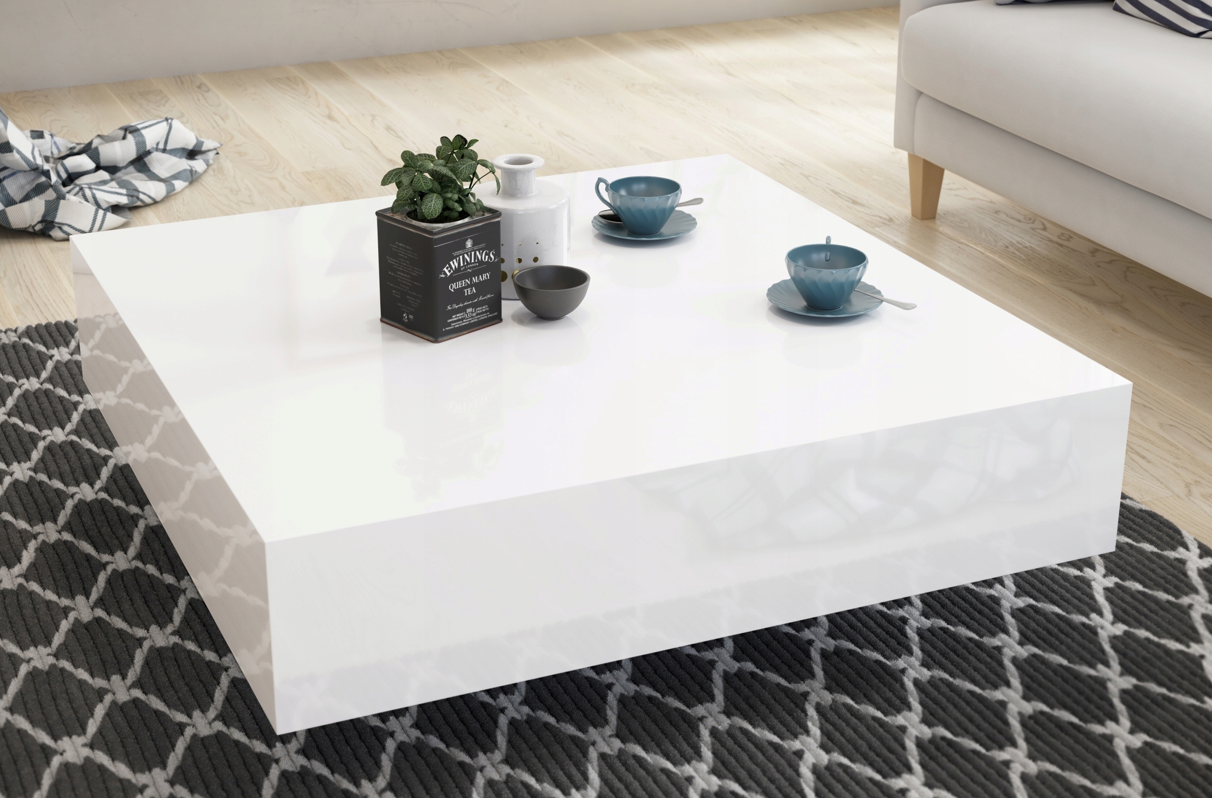 Ława, stolik IRON biały połysk AKRYL, 80X80; Marka inna