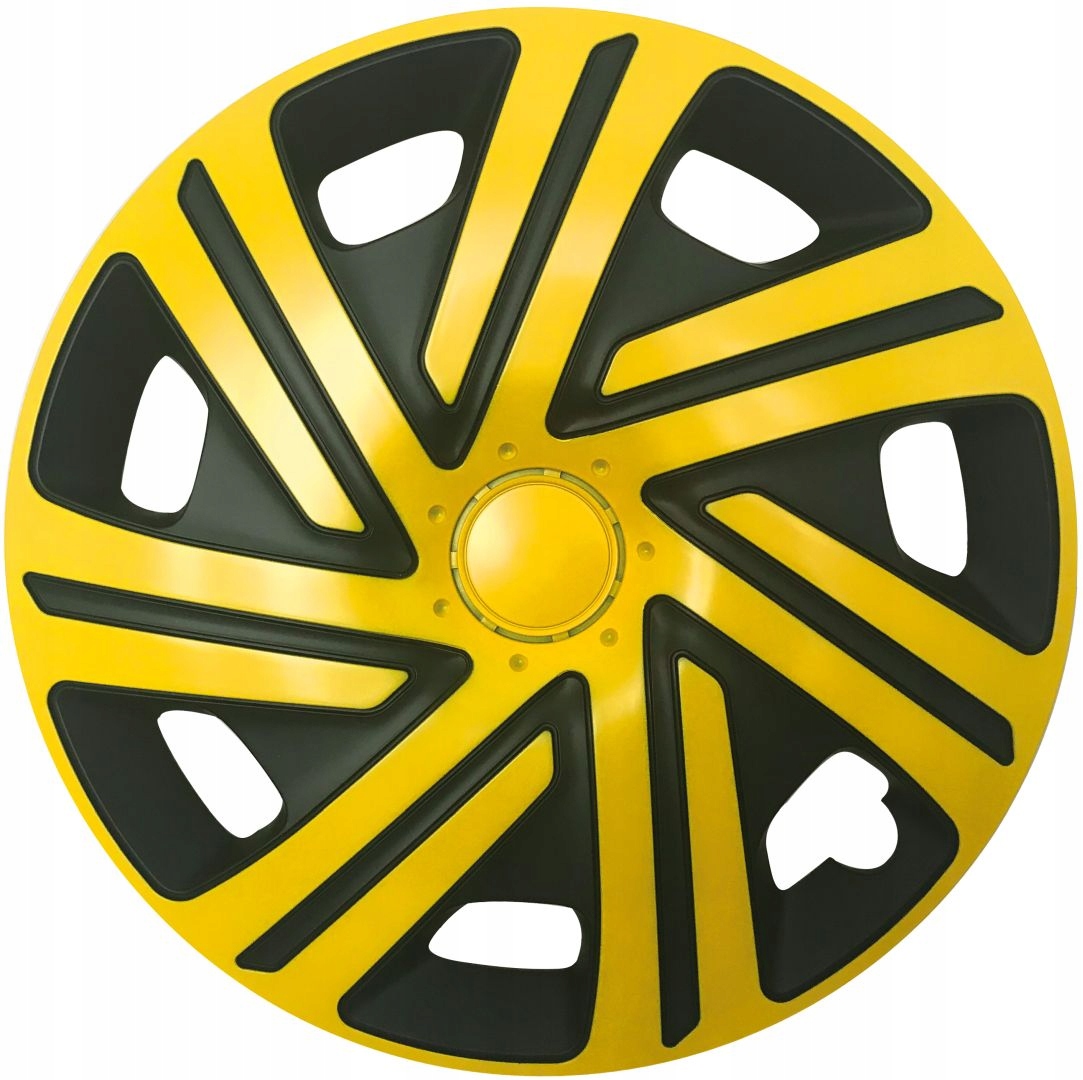 KOŁPAKI 15 CZARNE ŻÓŁTE CYRKON UNIWERSALNE