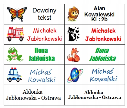 

Etykiety naklejki na zeszyty 64 szt.