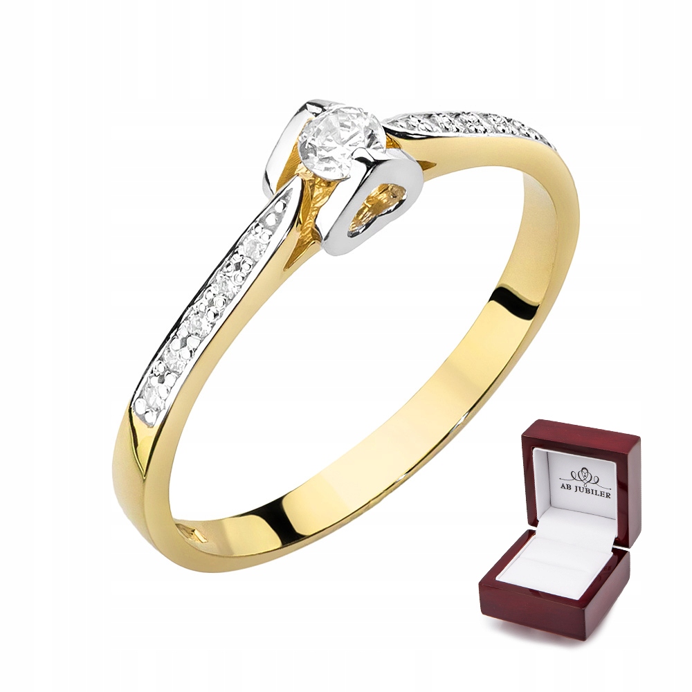 

Złoty 585 Pierścionek Zaręczynowy Brylanty 0,15ct