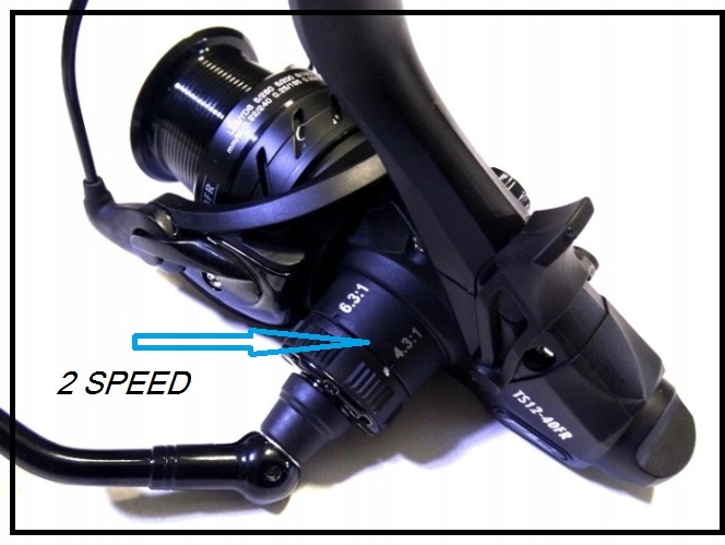 MOCNY KOŁOWROTEK NA KARPIA TS12-40FR 10 BALL 2 PRZEŁOŻENIA WOLNY BIEG Przełożenie 6.3:1