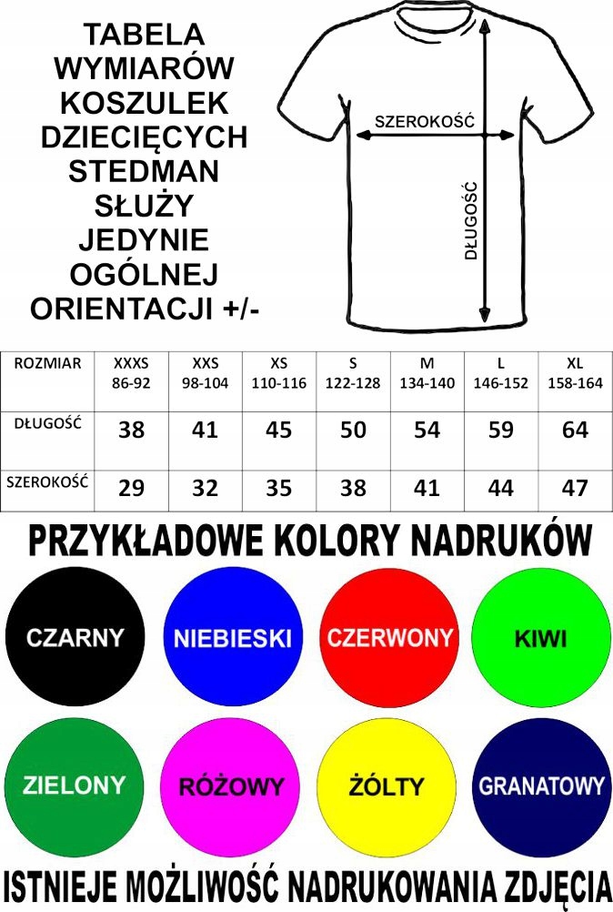 KOSZULKA Z WŁASNYM NADRUKIEM DZIECKO BIAŁA roz 92 Rozmiar 92